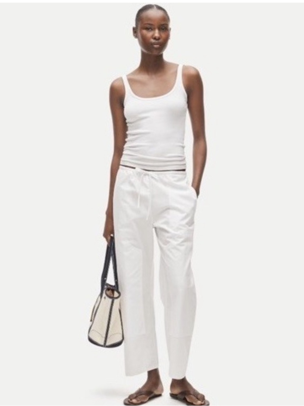 NWT J. Crew Luna Pant Cotton Poplin White Size XL CS252 Wide Leg Minimalist